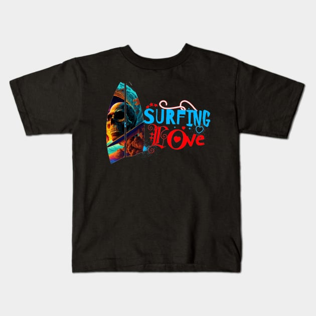 Surfing Riding Therapy, Hello Summer Vintage Funny Surfer Riding Surf Racing Surfing Lover Gifts Kids T-Shirt by Customo